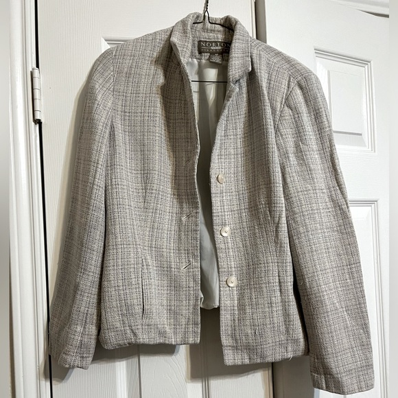 Gray Plaid Striped, Women Petite Blazer - Picture 1 of 3